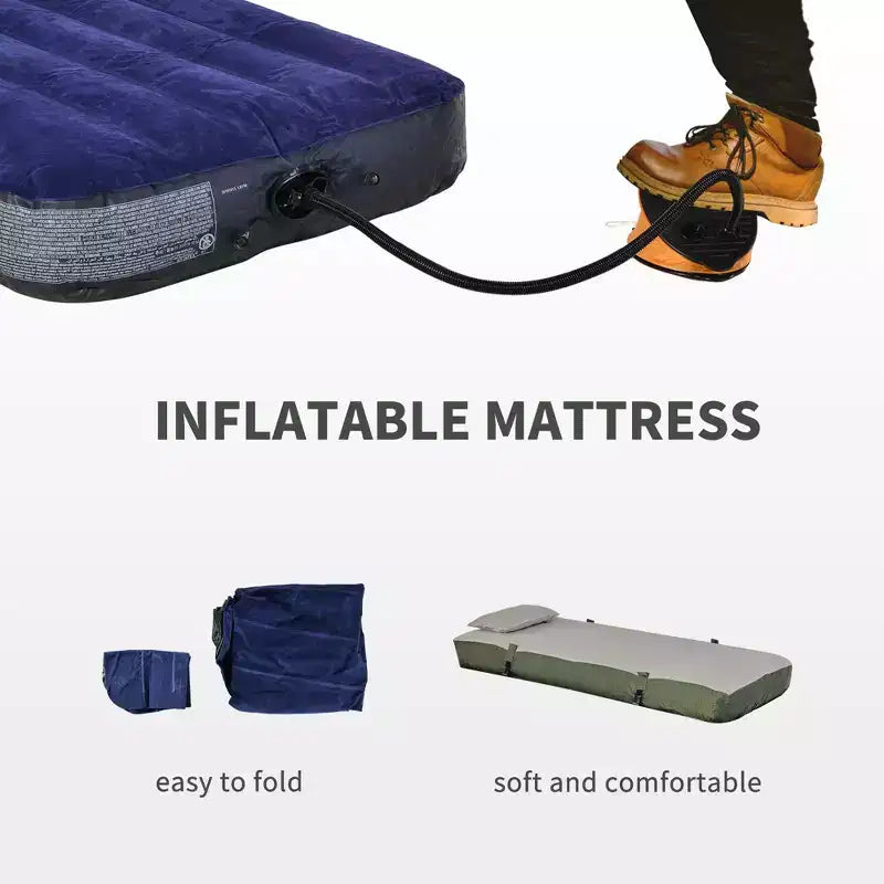 Lits de camp pliables tout-en-un pour adultes, tente surélevée avec sac de couchage, matelas pneumatique épais, lit de camp portable simple