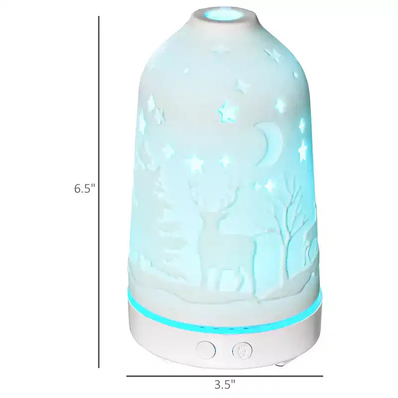 Diffuseur d'aromathérapie ultrasonique 100 ml, humidificateur d'huiles essentielles avec couvercle en céramique, 7 couleurs de lumières LED, minuterie, arrêt automatique sans eau pour la maison