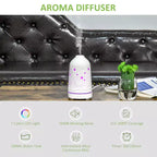 Diffuseur d'aromathérapie ultrasonique 100 ml, humidificateur d'huiles essentielles avec couvercle en céramique, 7 couleurs de lumières LED, minuterie, arrêt automatique sans eau pour la maison