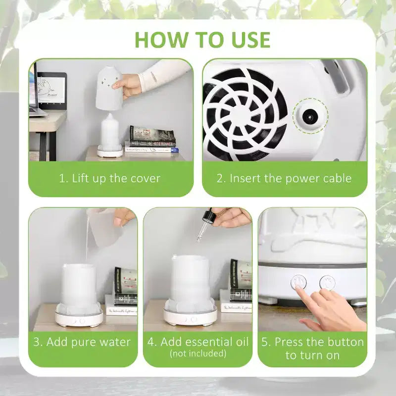 Diffuseur d'aromathérapie ultrasonique 100 ml, humidificateur d'huiles essentielles avec couvercle en céramique, 7 couleurs de lumières LED, minuterie, arrêt automatique sans eau pour la maison