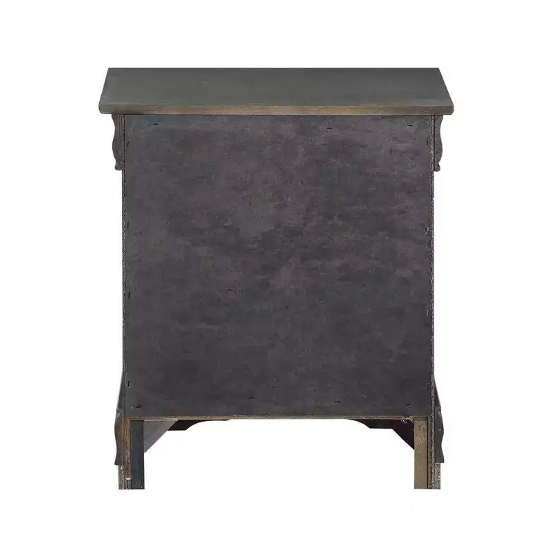 Table de chevet en bois de style traditionnel Royal Hampton avec deux tiroirs et poignées en métal, gris foncé