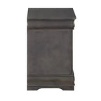 Table de chevet en bois de style traditionnel Royal Hampton avec deux tiroirs et poignées en métal, gris foncé