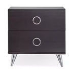 Table de chevet rectangulaire Royal Hampton en bois et métal, par Elms, marron et chrome