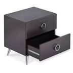 Table de chevet rectangulaire Royal Hampton en bois et métal, par Elms, marron et chrome