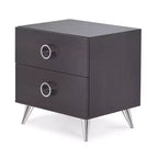 Table de chevet rectangulaire Royal Hampton en bois et métal, par Elms, marron et chrome