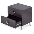 Table de chevet rectangulaire Royal Hampton en bois et métal, par Elms, marron et chrome