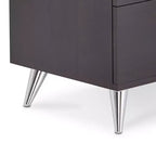 Table de chevet rectangulaire Royal Hampton en bois et métal, par Elms, marron et chrome