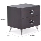 Table de chevet rectangulaire Royal Hampton en bois et métal, par Elms, marron et chrome