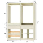 Besiost Système de rangement de placard autoportant de 127 cm avec tiroirs en bois, organisateur de placard avec étagère à chaussures et rangements cubiques