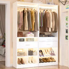 Besiost Système de rangement de placard autoportant de 127 cm avec tiroirs en bois, organisateur de placard avec étagère à chaussures et rangements cubiques
