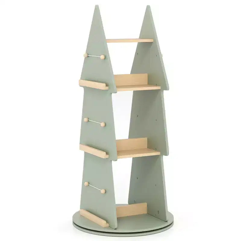Costway Étagère à Livres Rotative pour Enfants, Bibliothèque Pivotante à 4 Niveaux en Forme d'Arbre, Présentoir Rotatif à 360°