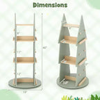 Costway Étagère à Livres Rotative pour Enfants, Bibliothèque Pivotante à 4 Niveaux en Forme d'Arbre, Présentoir Rotatif à 360°