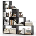 Costway 4-Tier Bookshelf w/ 6 Storage Cubes 64 Tall Modern Geometric Stair Bookcase