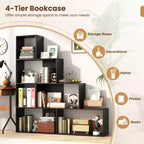 Étagère à 4 niveaux Costway avec 6 cubes de rangement, bibliothèque moderne géométrique en escalier de 162,5 cm de hauteur