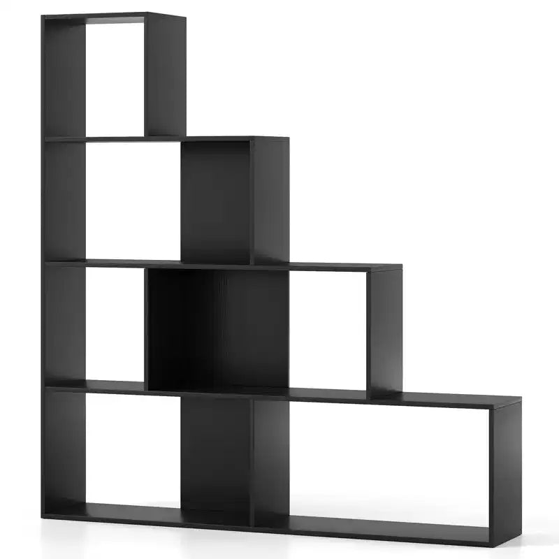 Étagère à 4 niveaux Costway avec 6 cubes de rangement, bibliothèque moderne géométrique en escalier de 162,5 cm de hauteur