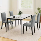 Lot de 4 chaises de salle à manger Costway, chaises Parson rembourrées en tissu, style moderne du milieu du siècle