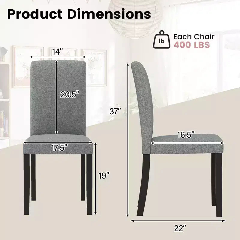 Lot de 4 chaises de salle à manger Costway, chaises Parson rembourrées en tissu, style moderne du milieu du siècle