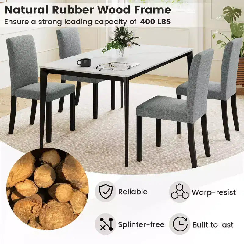 Lot de 4 chaises de salle à manger Costway, chaises Parson rembourrées en tissu, style moderne du milieu du siècle