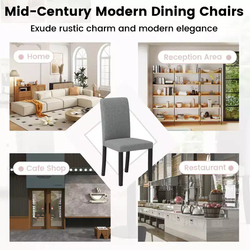 Lot de 4 chaises de salle à manger Costway, chaises Parson rembourrées en tissu, style moderne du milieu du siècle