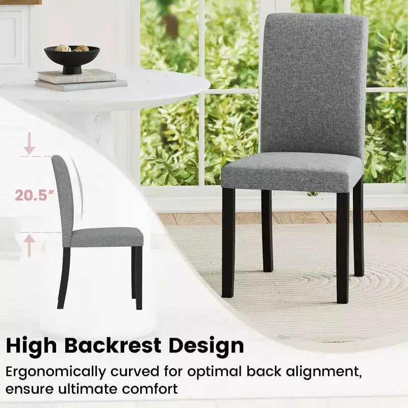 Lot de 4 chaises de salle à manger Costway, chaises Parson rembourrées en tissu, style moderne du milieu du siècle