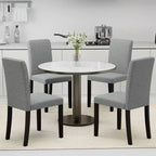 Lot de 4 chaises de salle à manger Costway, chaises Parson rembourrées en tissu, style moderne du milieu du siècle