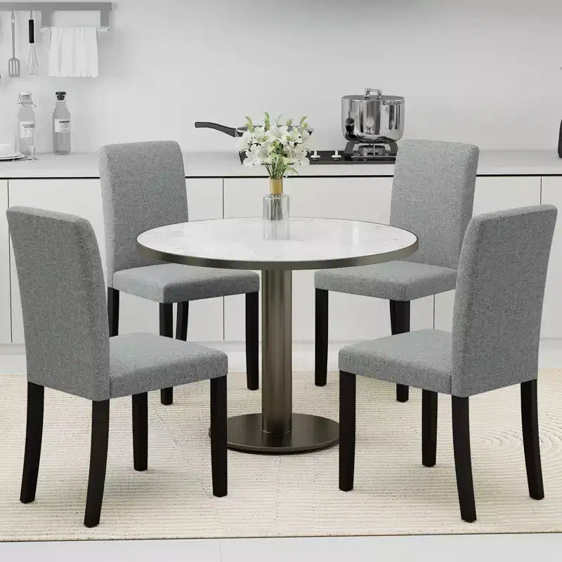 Lot de 4 chaises de salle à manger Costway, chaises Parson rembourrées en tissu, style moderne du milieu du siècle