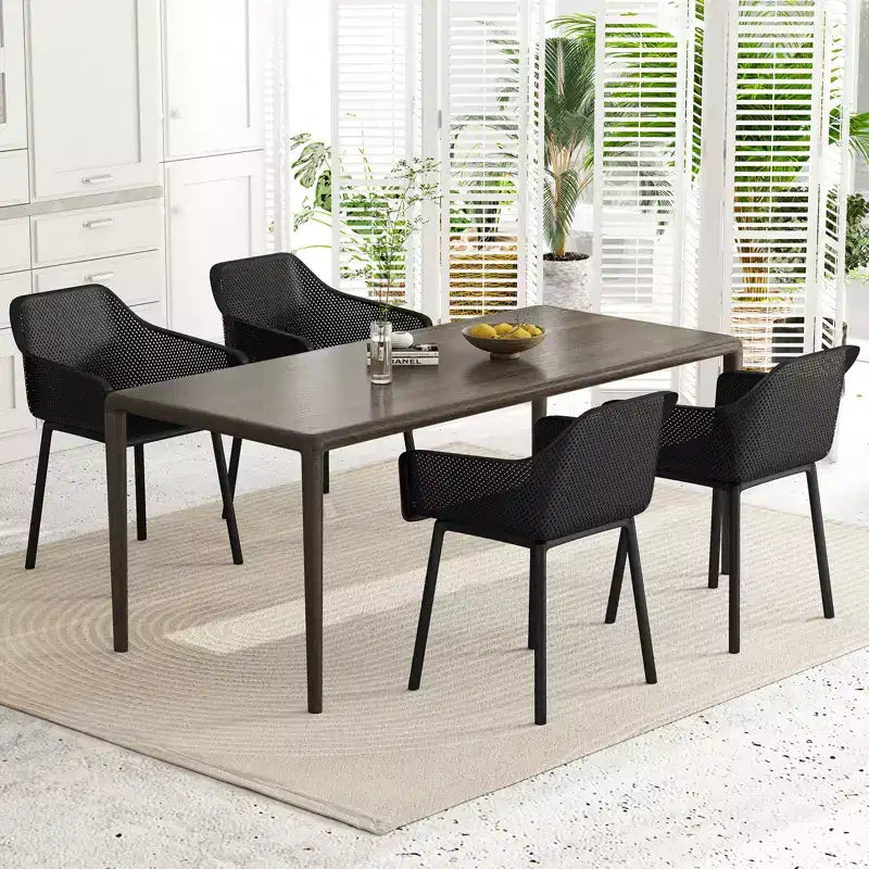 Lot de 4 Chaises de Salle à Manger Modernes en Plastique Costway, Fauteuils de Cuisine avec Dossier en Maille Respirante