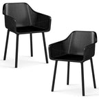 Lot de 4 Chaises de Salle à Manger Modernes en Plastique Costway, Fauteuils de Cuisine avec Dossier en Maille Respirante