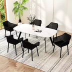 Lot de 4 Chaises de Salle à Manger Modernes en Plastique Costway, Fauteuils de Cuisine avec Dossier en Maille Respirante
