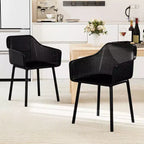 Lot de 4 Chaises de Salle à Manger Modernes en Plastique Costway, Fauteuils de Cuisine avec Dossier en Maille Respirante