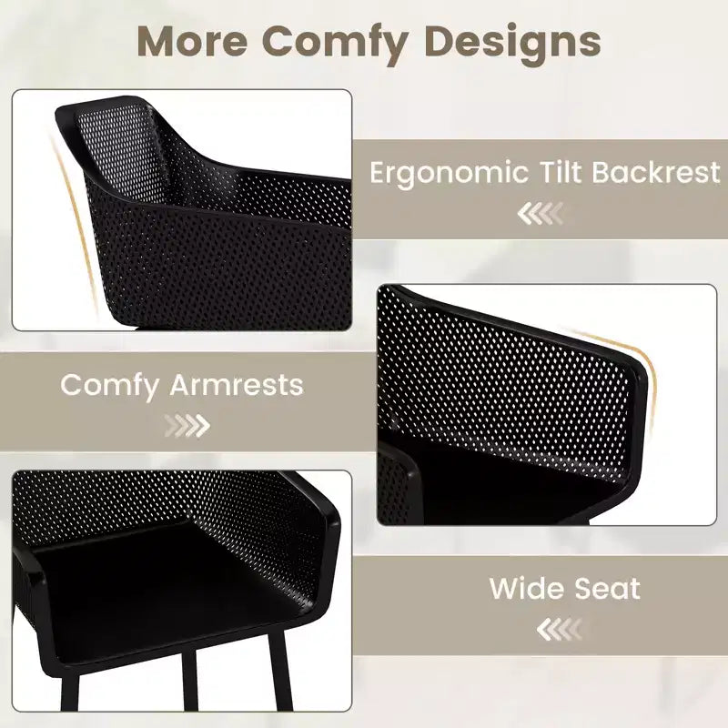 Lot de 4 Chaises de Salle à Manger Modernes en Plastique Costway, Fauteuils de Cuisine avec Dossier en Maille Respirante