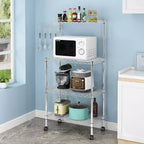 Karl Home Chariot de cuisine réglable à 3 niveaux pour micro-ondes, argent poudré