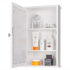 Karl Home Armoire murale de salle de bain avec miroir et étagère, porte simple, blanche