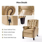 Fauteuil inclinable électrique en cuir véritable Silvia avec pieds en bois massif|ARTFUL LIVING DESIGNS