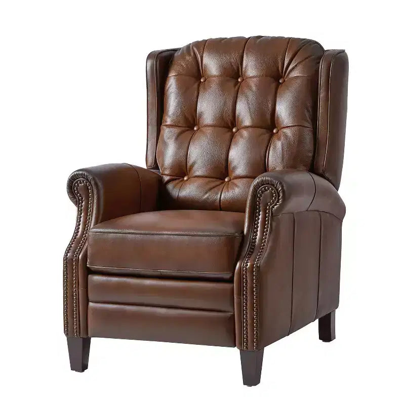 Fauteuil inclinable électrique en cuir véritable Silvia avec pieds en bois massif|ARTFUL LIVING DESIGNS