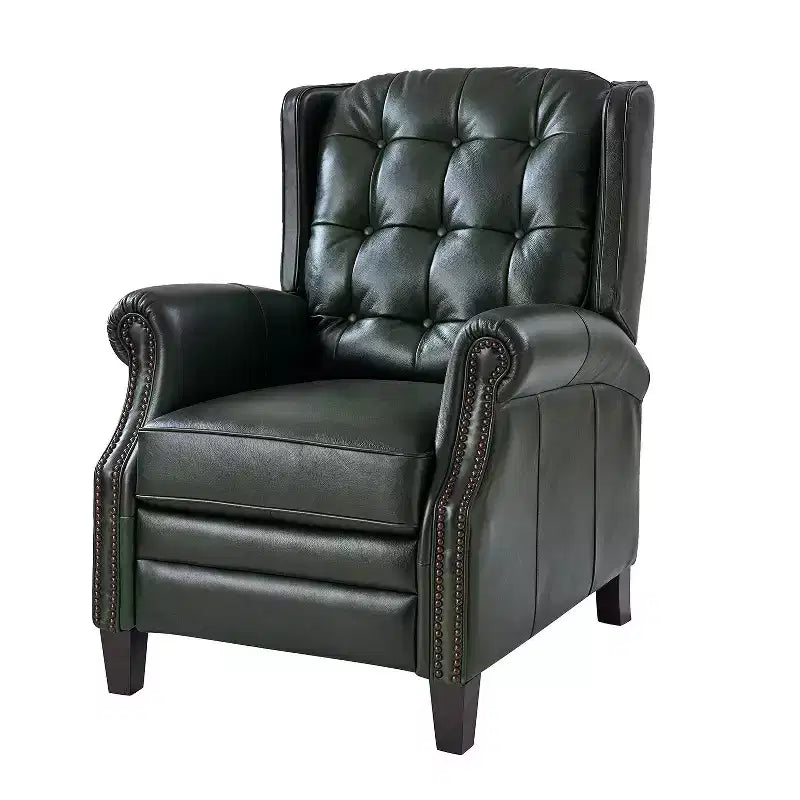Fauteuil inclinable électrique en cuir véritable Silvia avec pieds en bois massif|ARTFUL LIVING DESIGNS