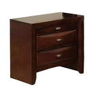 Royal Hampton Nightstand, Spacious Top, Nickel, 3 Drawers, Cherry Brown Solid Wood