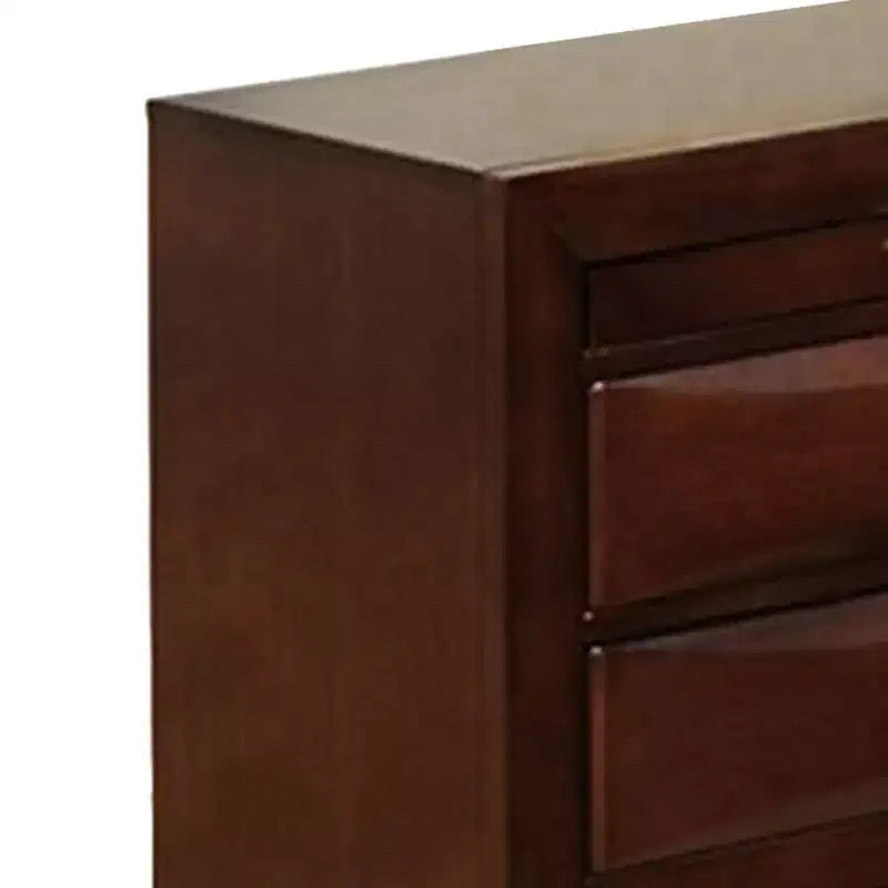 Table de chevet Royal Hampton, dessus spacieux, nickel, 3 tiroirs, bois massif brun cerisier