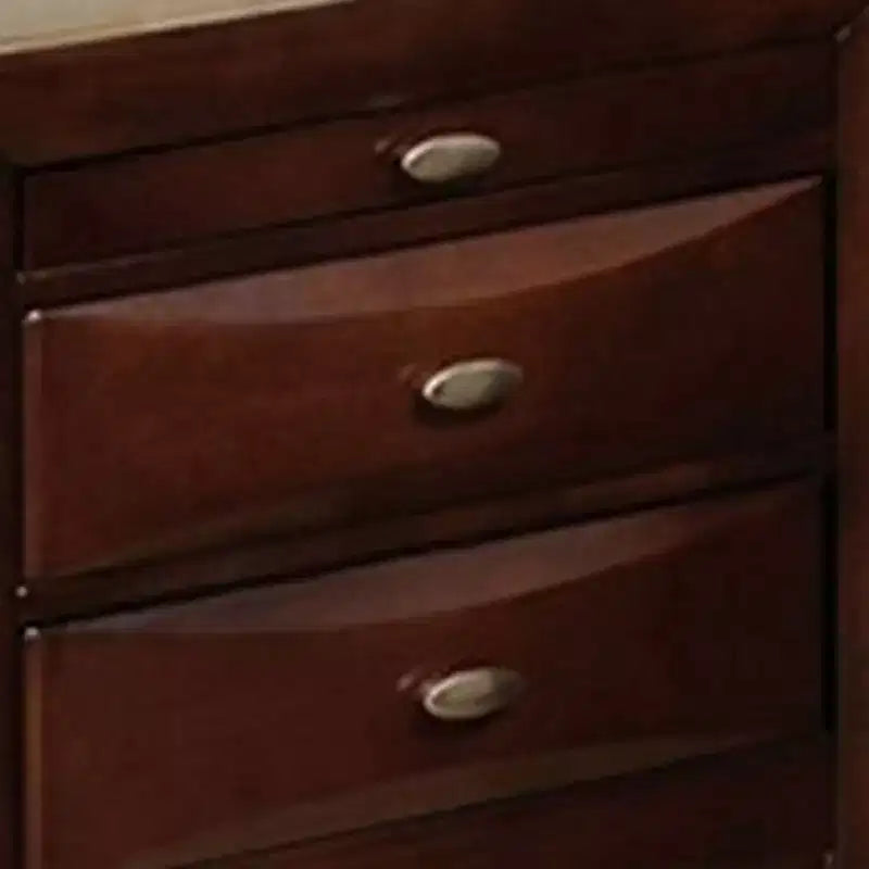 Table de chevet Royal Hampton, dessus spacieux, nickel, 3 tiroirs, bois massif brun cerisier