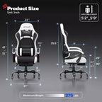 RSPGAME Chaises de jeu ergonomiques basiques pour adultes, chaises de bureau en cuir PU avec support lombaire, coussin à ressorts ensachés et repose-pieds rétractable