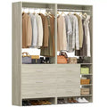 Besiost 54-In Closet System Set with Wood Drawers, Freestanding Closet Organizer with Hanging Rods