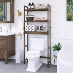Étagère de Rangement pour Salle de Bain Au-dessus des Toilettes Meuble de Rangement WC sur Pied Gain de Place 3 Niveaux Étagères Réglables Noyer
