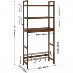 Étagère de Rangement pour Salle de Bain Au-dessus des Toilettes Meuble de Rangement WC sur Pied Gain de Place 3 Niveaux Étagères Réglables Noyer