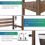 Étagère de Rangement pour Salle de Bain Au-dessus des Toilettes Meuble de Rangement WC sur Pied Gain de Place 3 Niveaux Étagères Réglables Noyer