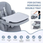 Chaise Haute Pliable Compacte pour Bébé - 7 Hauteurs, Harnais 5 Points, Repose-Pieds Réglable & Coussin PU (6-36M)