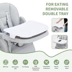 Chaise Haute Pliable Compacte pour Bébé - 7 Hauteurs, Harnais 5 Points, Repose-Pieds Réglable & Coussin PU (6-36M)