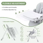 Chaise Haute Pliable Compacte pour Bébé - 7 Hauteurs, Harnais 5 Points, Repose-Pieds Réglable & Coussin PU (6-36M)