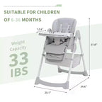 Chaise Haute Pliable Compacte pour Bébé - 7 Hauteurs, Harnais 5 Points, Repose-Pieds Réglable & Coussin PU (6-36M)