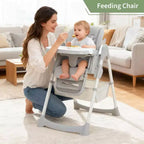 Chaise Haute Pliable Compacte pour Bébé - 7 Hauteurs, Harnais 5 Points, Repose-Pieds Réglable & Coussin PU (6-36M)