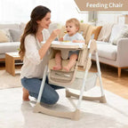 Chaise Haute Pliable Compacte pour Bébé - 7 Hauteurs, Harnais 5 Points, Repose-Pieds Réglable & Coussin PU (6-36M)